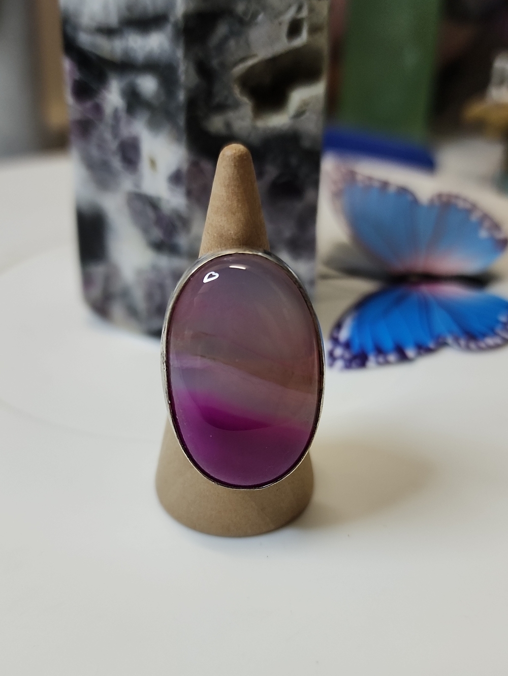 Purple Agate Oval Statement Ring - Women's Jewelry